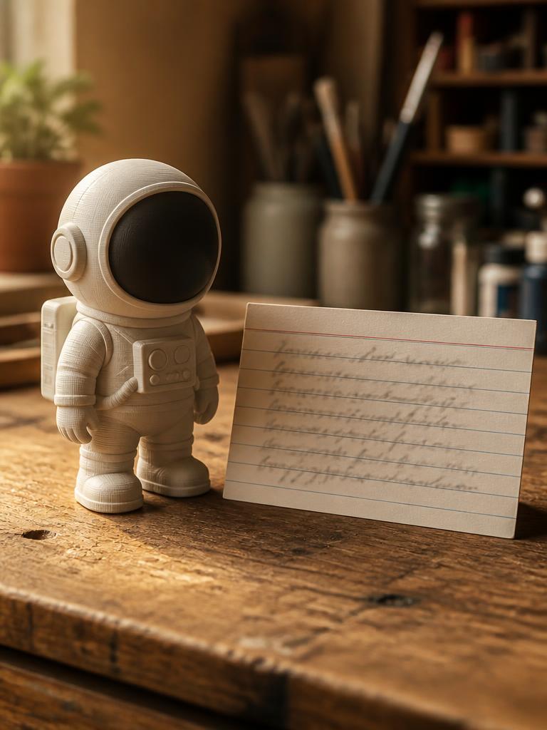 A typed prompt next to the 3D-printed model generated from that description